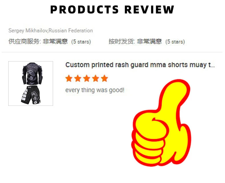 Men's MMA Rashguard BJJ 4-Piece Set – Gorilla Print Grappling Tracksuit