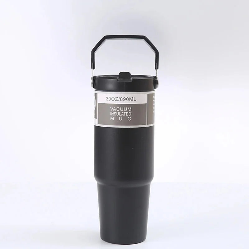 30oz Vacuum-Insulated SS Travel Tumbler with BPA-Free Tritan Lid – Hot & Cold, 900ml, Black/Green/Pink/White