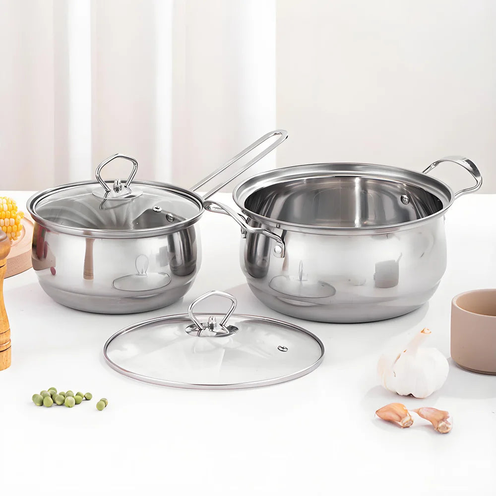 3-Piece Stainless Steel Cookware Set – Stockpot, Saucepan & Frying Pan