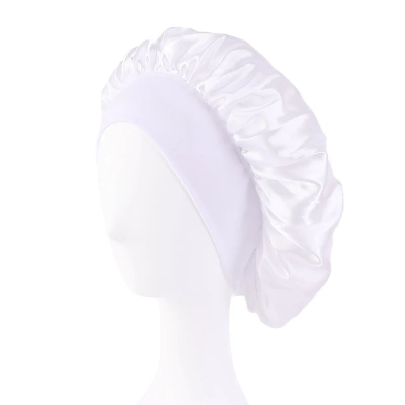 Satin Sleep Bonnet — Wide-Brim Hair Care Cap