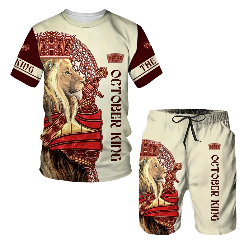 Men's 3D Tiger Print Short Sleeve T-Shirt & Shorts Set – Casual Sportswear