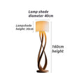 Wood Floor Lamp – Sculpted Base and Fabric Shade