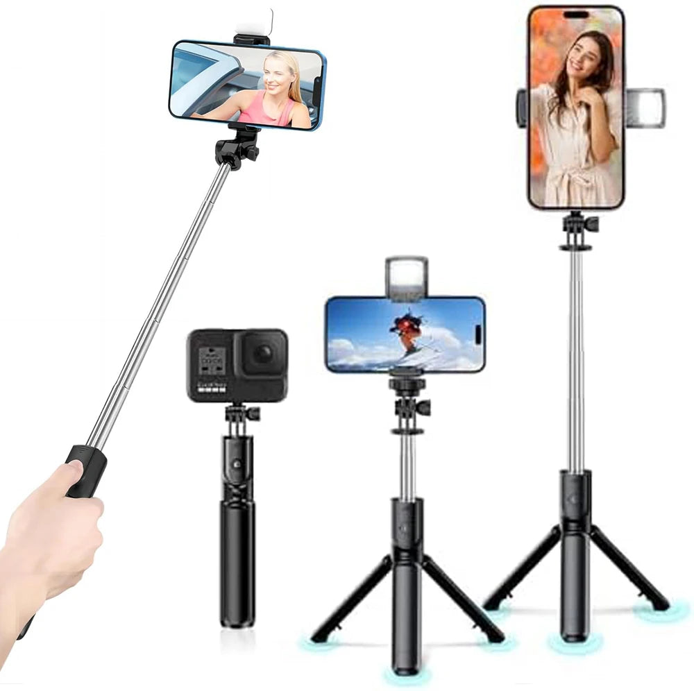 3-in-1 Bluetooth Selfie Stick Tripod with LED Fill Light & Remote Shutter