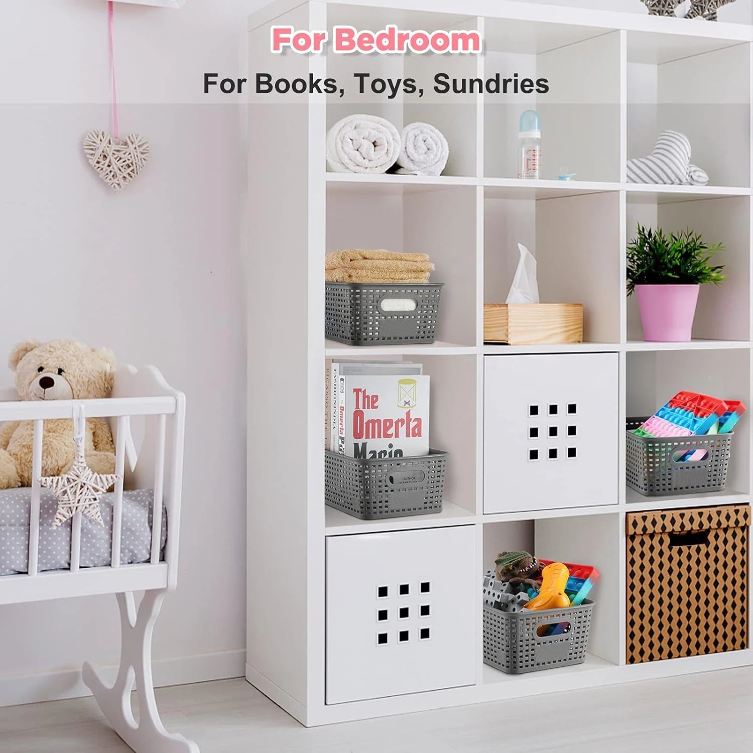 6-Pack Plastic Woven Storage Organizer Baskets — Kitchen & Sundry Boxes