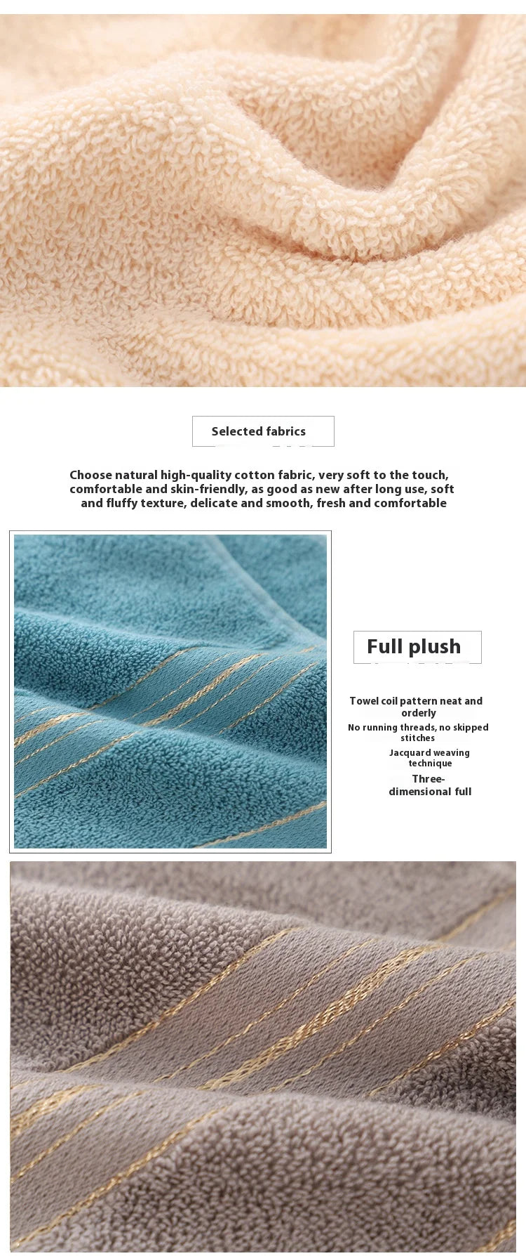 Jacquard Cotton Face Towel – Soft, Absorbent & Skin-Friendly, 3 Colors