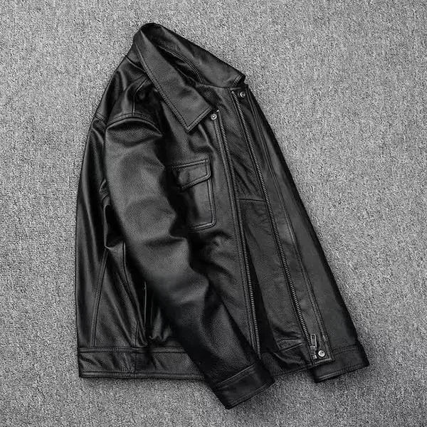 Men's Black PU Leather Jacket – Retro Casual Layer