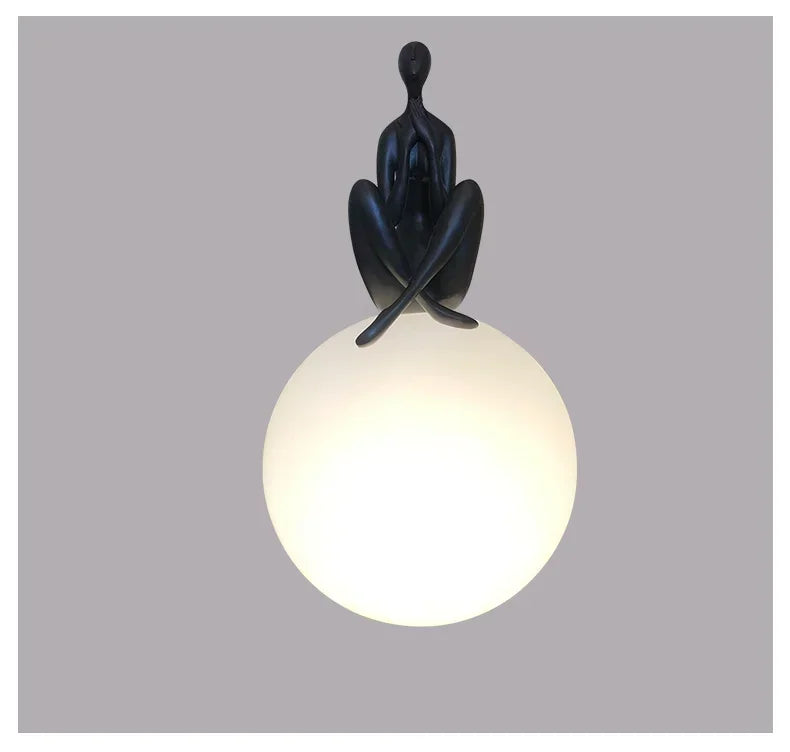 Sculptural Globe Lamp – Figure and Frosted Glass