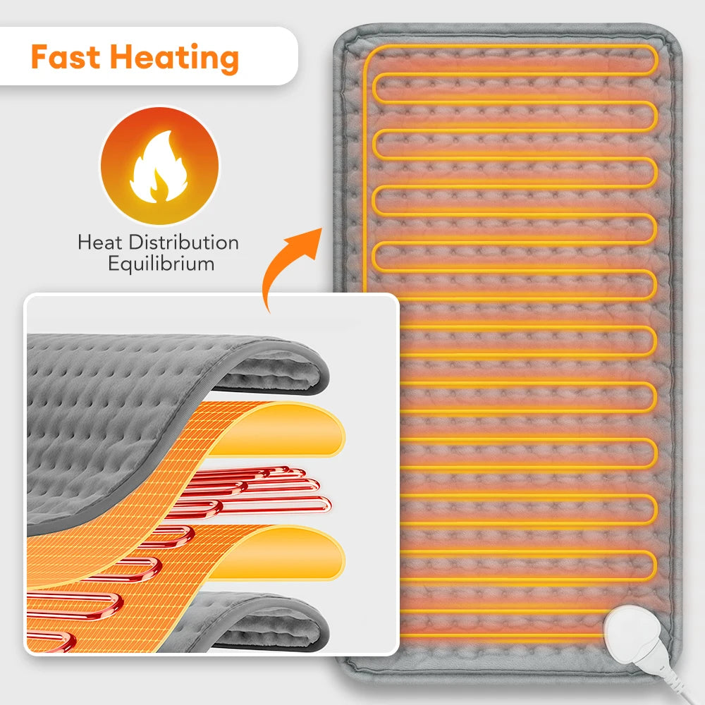 Electric Heating Pad — 9 Levels, 4 Modes, Timer, 30x60cm Washable Heated Blanket for Back, Shoulder & Knee