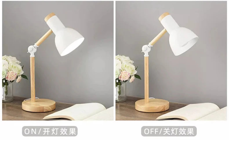 Wooden Desk Lamp – Nordic-Style Adjustable Head