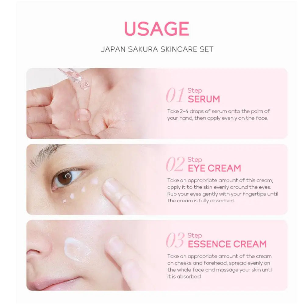 Sakura Skincare Gift Set – 3-Piece Travel Bag or 5-Piece Gift Box for Women