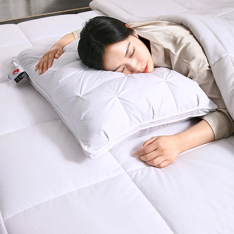 Hotel-Grade Pure Cotton Sleeping Pillow – 3D Bread Shape, Polyester Fill, 48x74cm