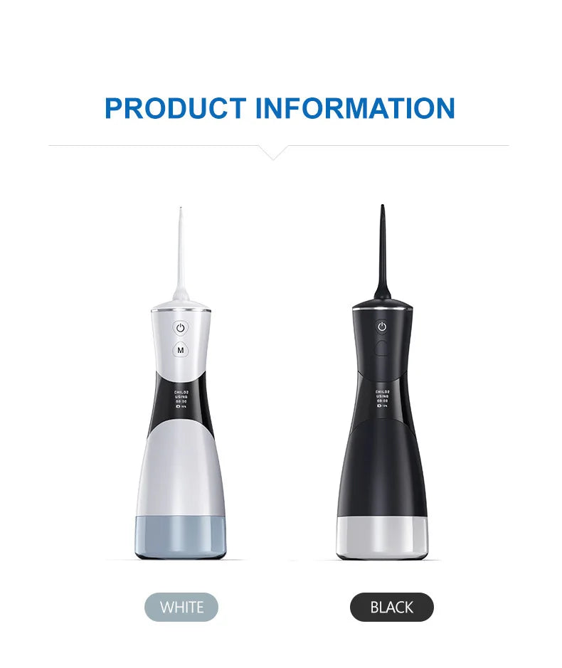 Portable Oral Irrigator – 350ml Tank, 5 Pressure Modes, IPX7, 1800mAh, 5 Nozzles, USB Rechargeable