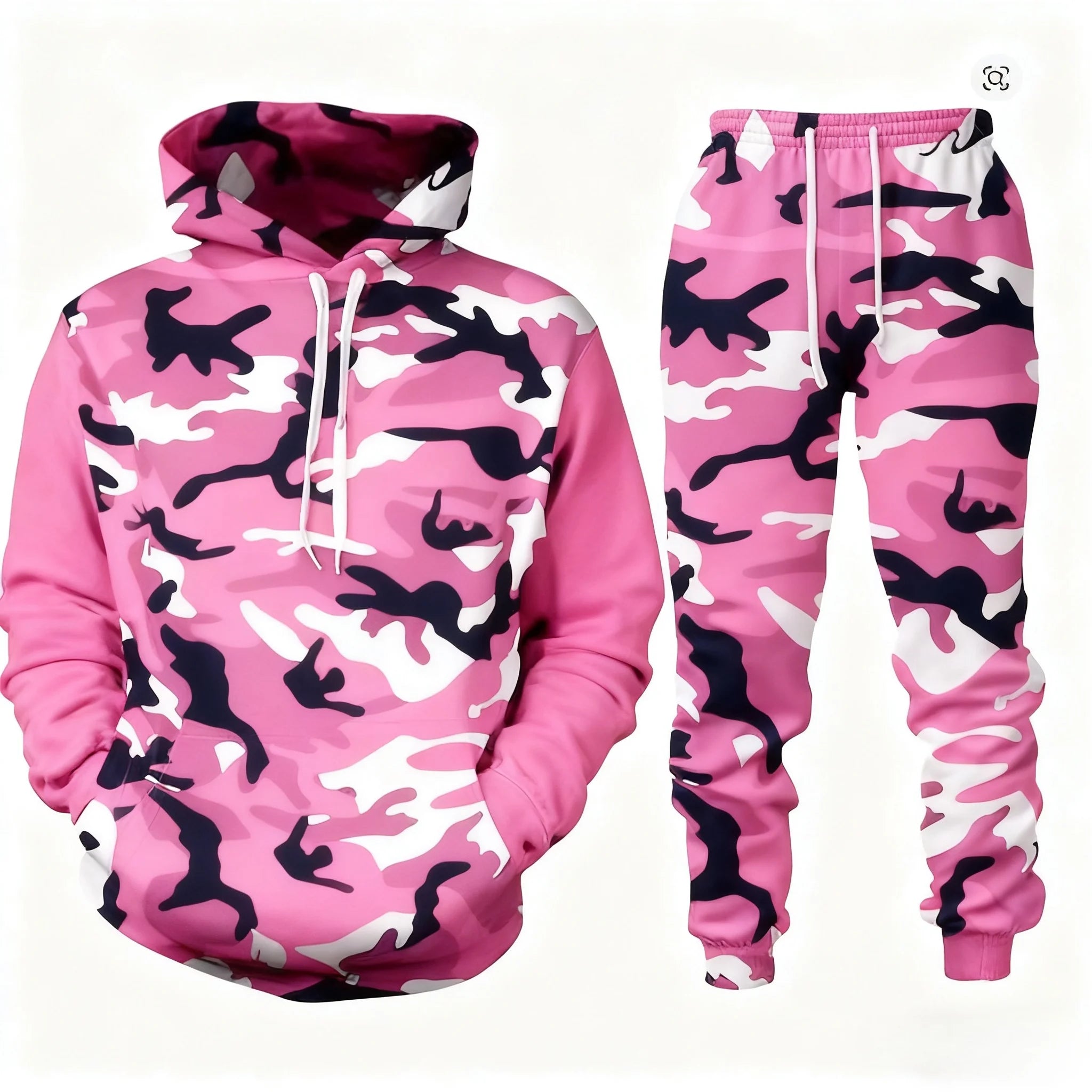 Men's Santa Claus 3D Print Hoodie & Pants Jogging Set – Camouflage Co-Ord