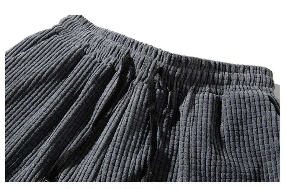 Men's Corduroy Harem Jogger Pants — Warm Thermal Sweatpants for Autumn & Winter
