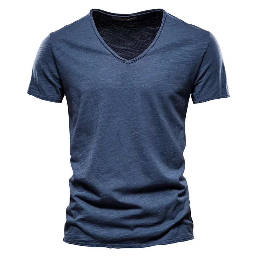 Men's 100% Cotton V-Neck Short Sleeve Tee — Classic Everyday T-Shirt