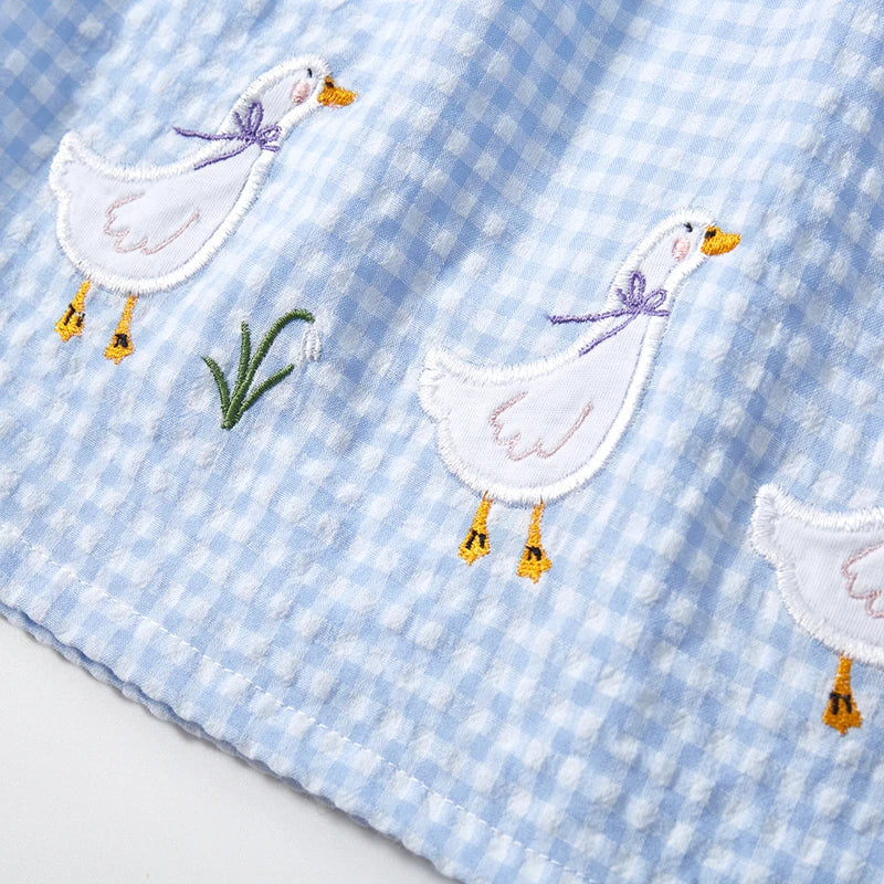 Animal Duck Applique Girls Sleeveless Dress — Summer Beach Party Dress