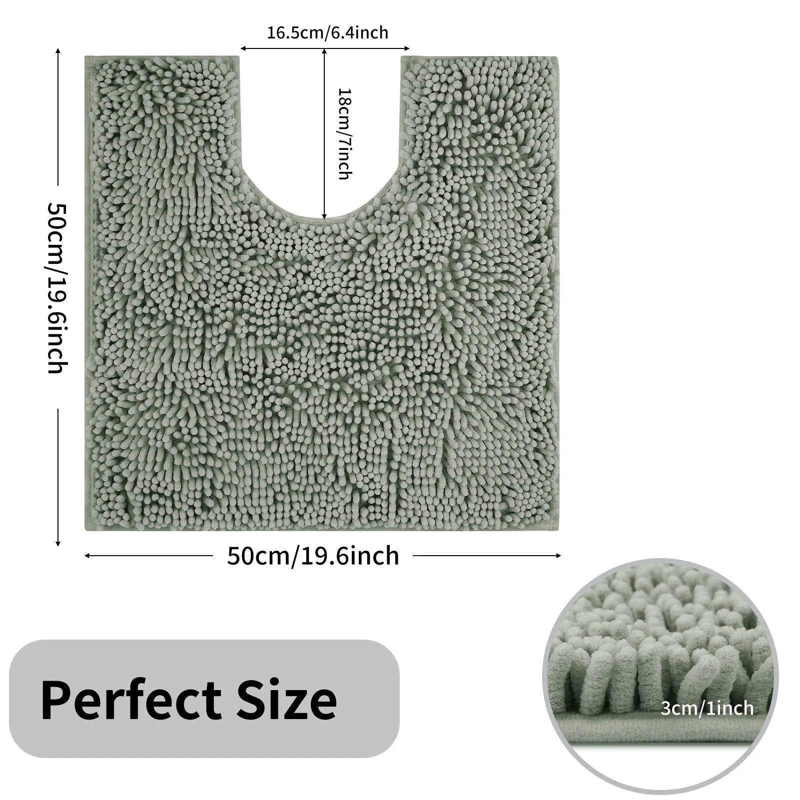 Luxury Chenille U-Shaped Toilet Rug – Soft Absorbent Non-Slip Contour Bath Mat