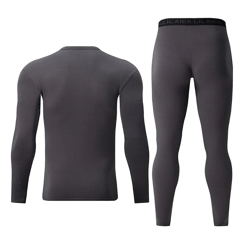 Men's Printed Thermal Underwear Set – 2-Piece Round Neck Sports Suit