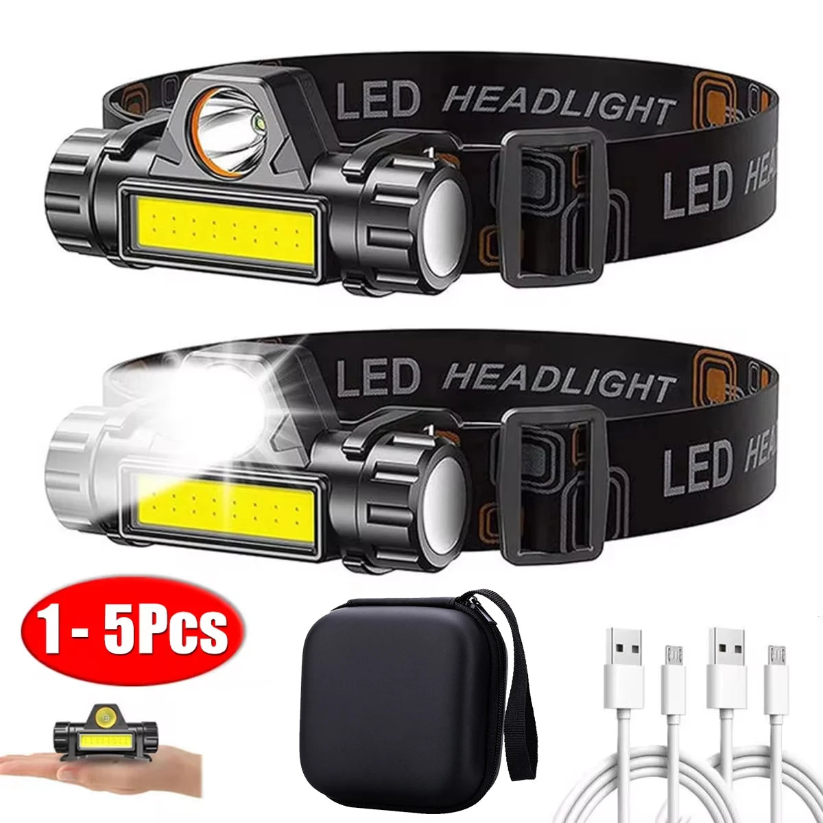 Rechargeable COB LED Magnetic Headlamp — Wide-Beam Work Light with Hands-Free Wear
