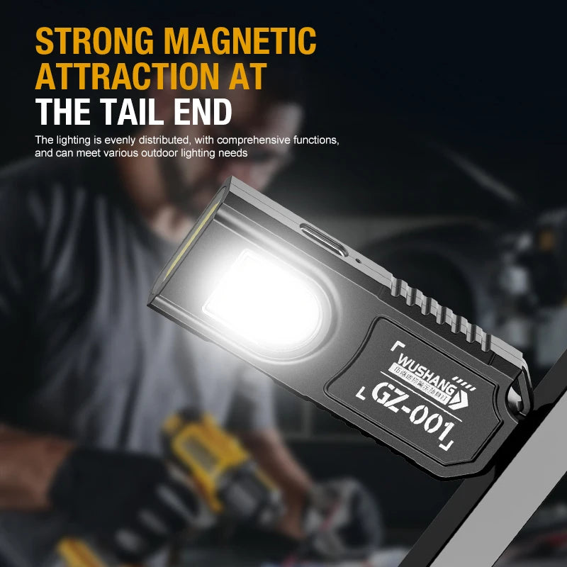 Keychain COB LED Flashlight – USB Rechargeable Mini Torch with Pen Clip & Magnetic Base