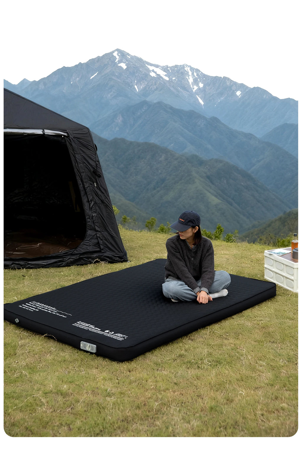 Thickened Sponge Camping Mattress – Portable Outdoor Pad with Integrated Air Pump, Self-Inflating