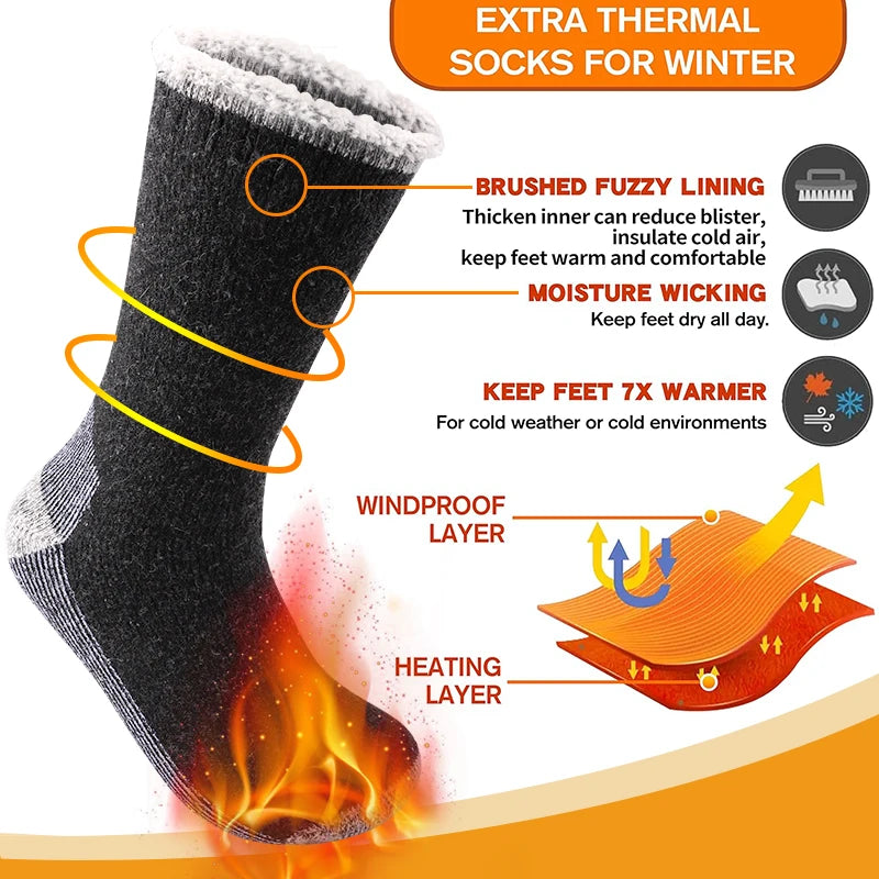 Men's Thick Wool-Blend Crew Socks, 3 Pairs