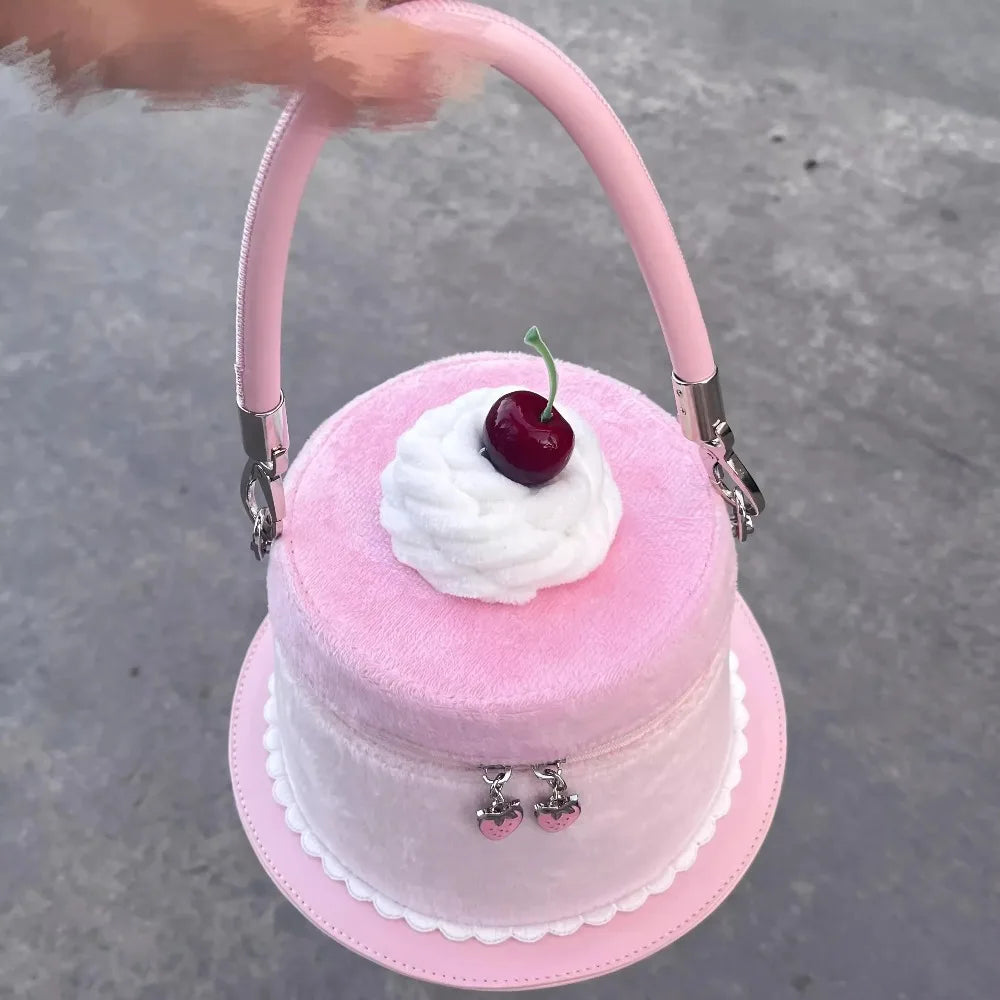 miyagawa Lolita Cake Bucket Bag – Sweet Kawaii Patchwork Handbag for Women & Teen Girls