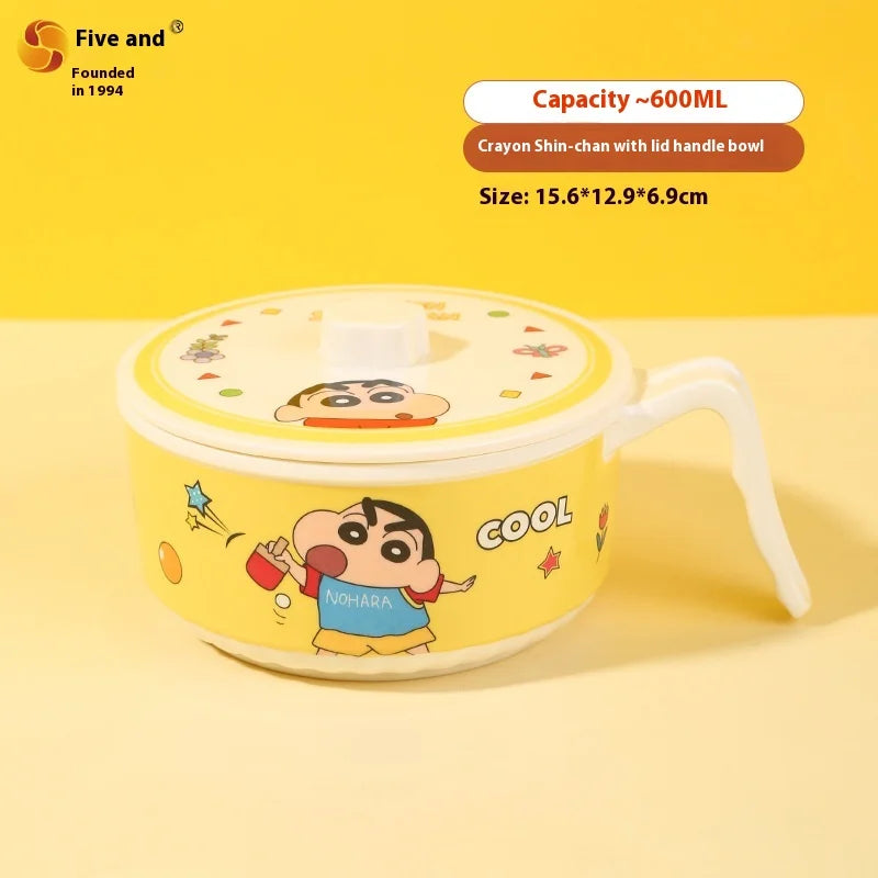 Crayon Cartoon Children's Bowl Set — Soup Bowl & Divided Plate