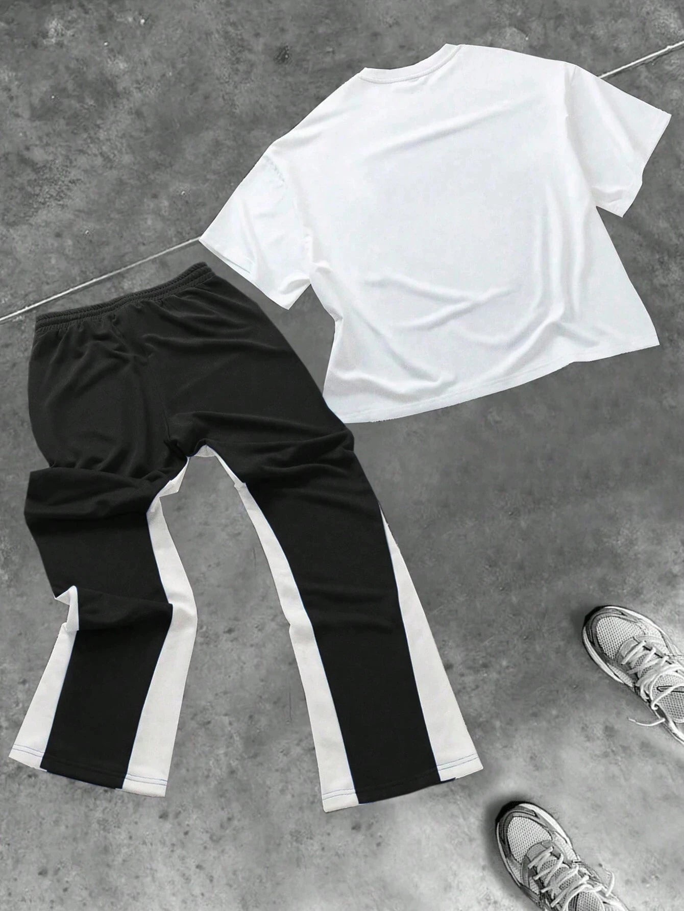 Men's Hip Hop Round Neck Short Sleeve T-Shirt & Drawstring Pants 2-Piece Set