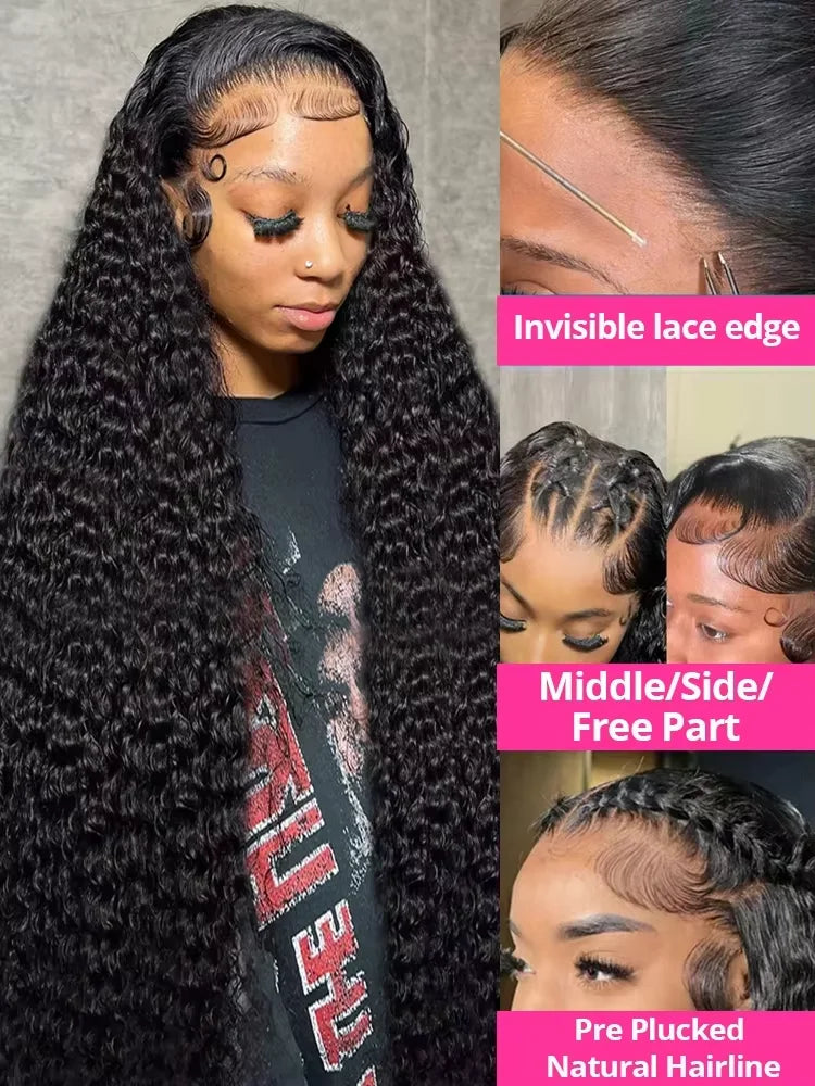 40–46 Inch Deep Wave Lace Front Wig | 200% Remy 13x4 13x6 360 HD Lace Human Hair for Black Women