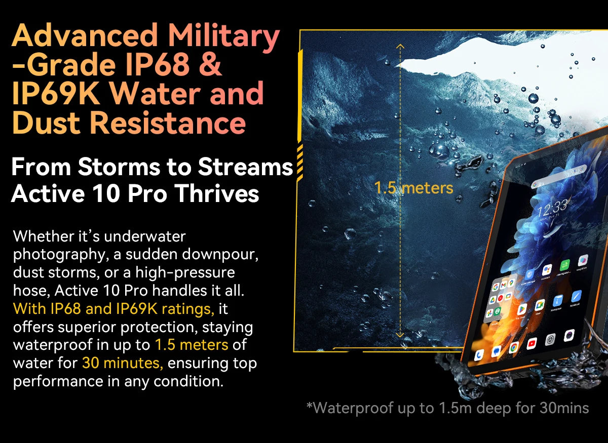 Blackview Active 10 Pro 11" Rugged Tablet – 5G, 12GB RAM, 512GB, 30000mAh, 108MP