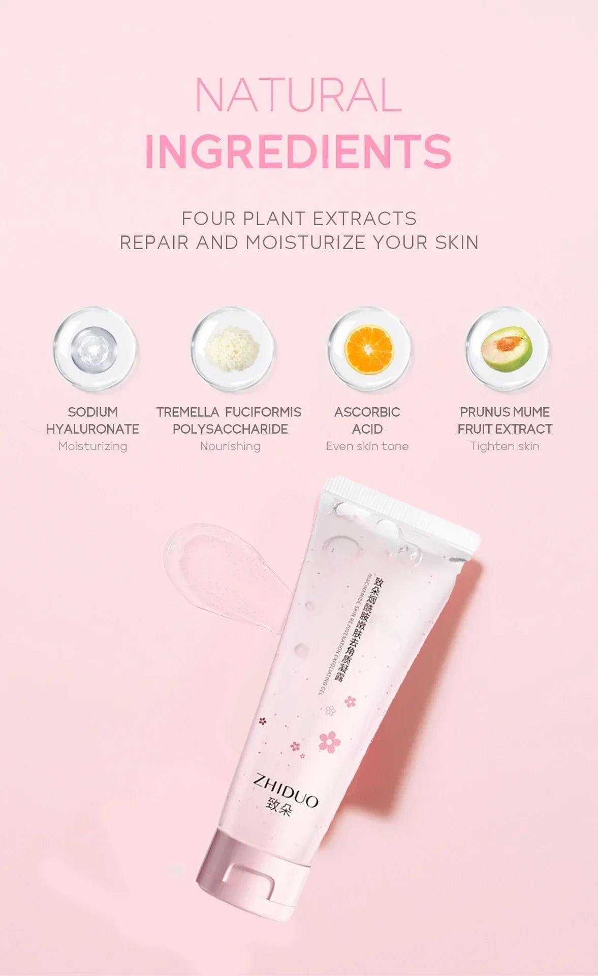 FENYI Cherry Blossom Exfoliating Peeling Gel – Deep Cleansing Facial Scrub & Skin Brightener