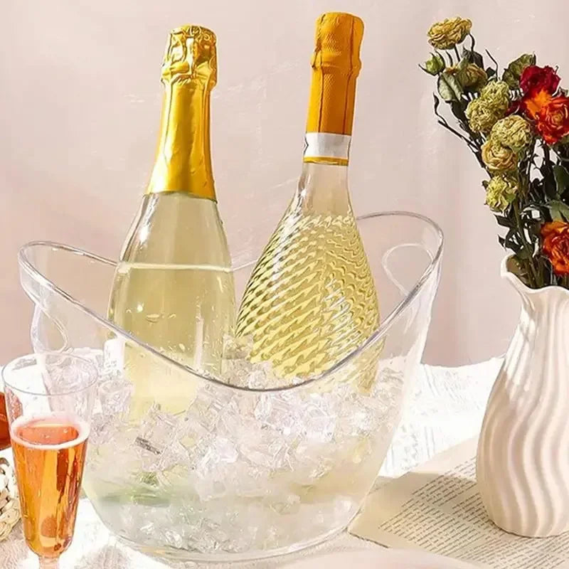 4L Clear PET Ice Bucket with Handle – Large Champagne & Wine Chiller for Bar, Party & Entertaining