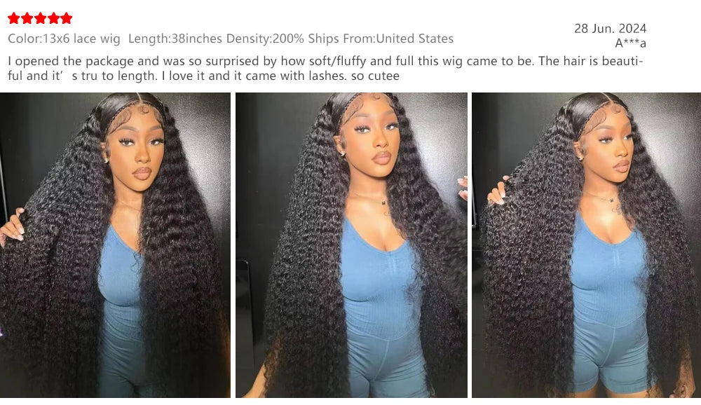 40–46 Inch Deep Wave Lace Front Wig | 200% Remy 13x4 13x6 360 HD Lace Human Hair for Black Women