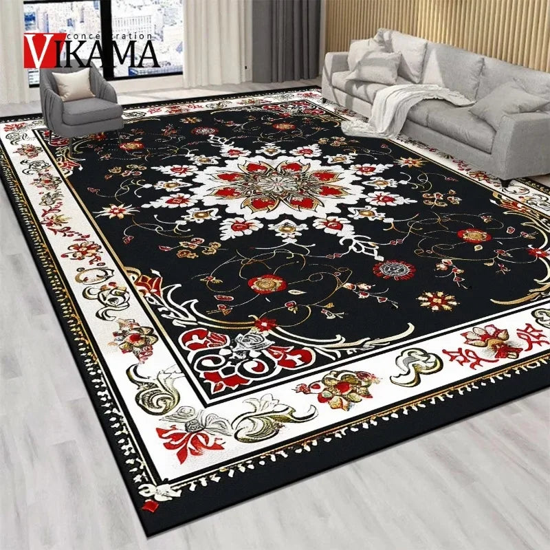 VIKAMA Persian Luxury Crystal Velvet Rug – Large Non-Slip Living Room & Bedroom Carpet, 5 Colors & 5 Sizes