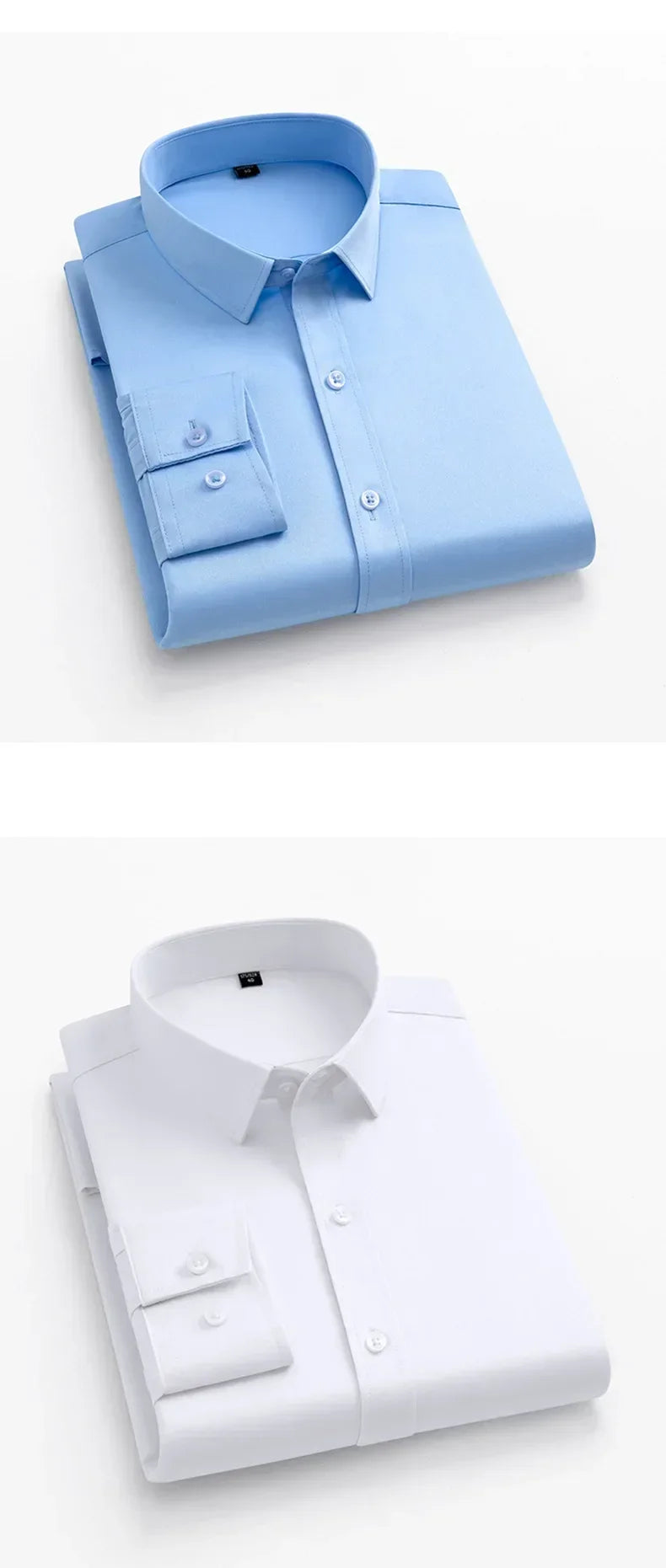 Men's Non-Iron Business Stand Collar Dress Shirt — Wrinkle-Free Formal Shirt