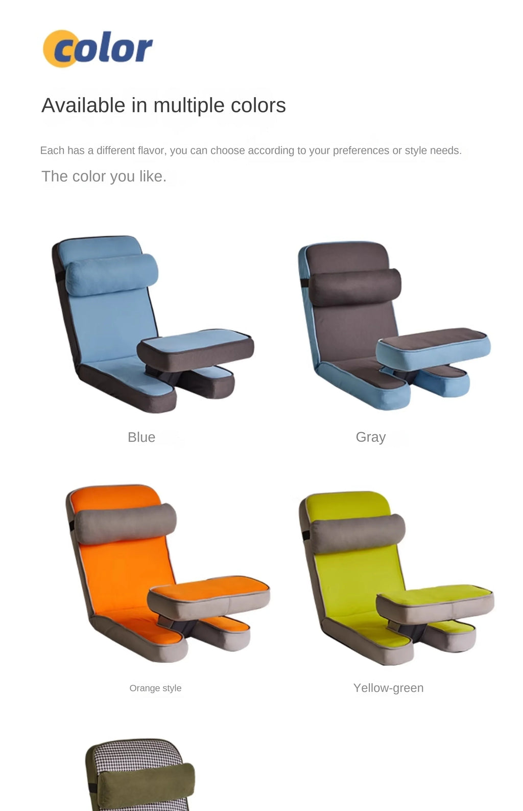 Cotton Folding Floor Sofa with Backrest