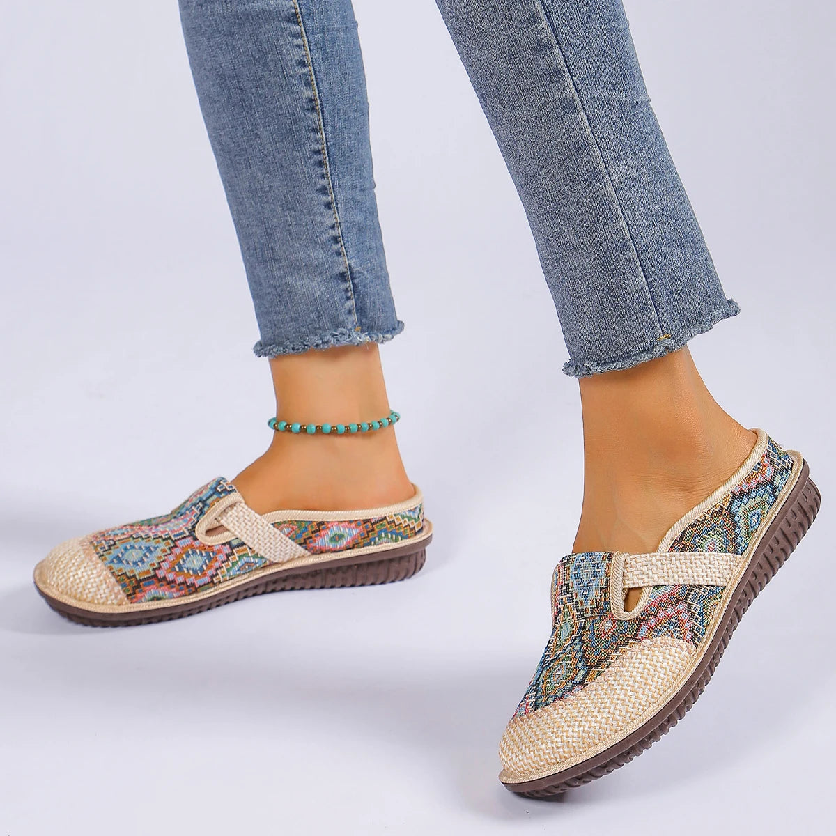 Women's Ethnic-Style Slip-On Flats – Soft Sole Anti-Slip Casual Shoes
