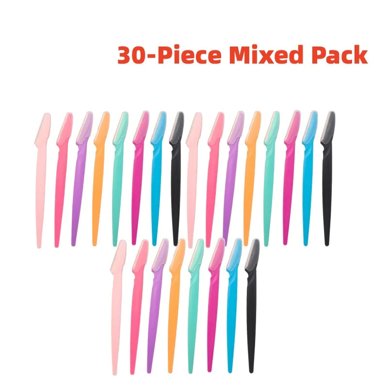 10-Piece Mixed Stainless Steel Matte Eyebrow Razors: Candy-Colored, Safety-Type with Straight Handle