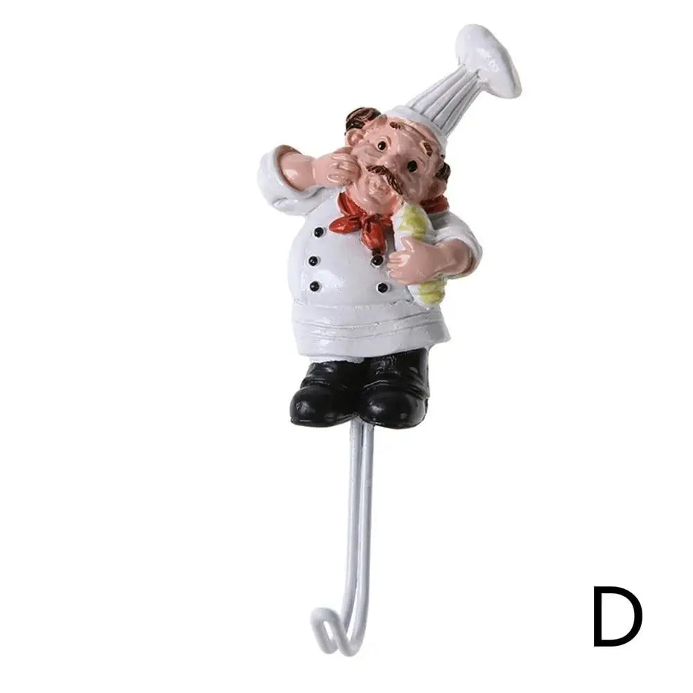 Chef Cartoon Wall Hook – Self-Adhesive Kitchen Utensil Hanger for Towels, Tools & More