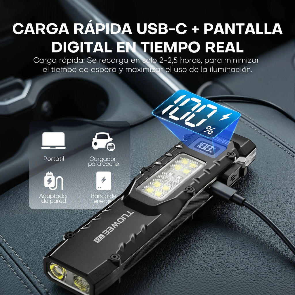 Rechargeable EDC Flashlight – 1600 Lumen, UV Detector, 9 Modes, Memory Mode, Lock, USB-C Fast Charge