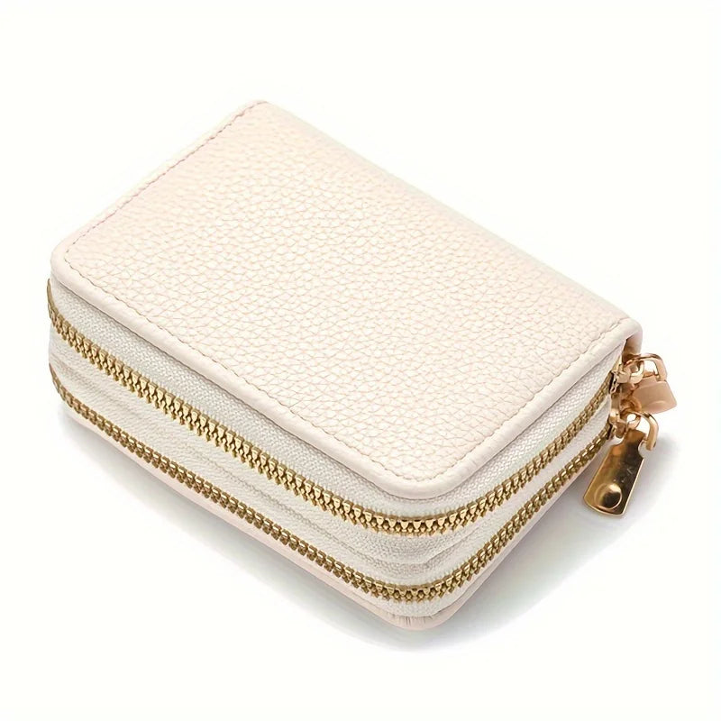 Women's Double Zipper Short Wallet – Fashion Credit Card Holder with Large Capacity Coin Purse