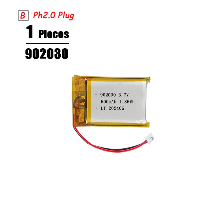3.7V LiPo Rechargeable Battery – PH2.0 Plug for GPS, Bluetooth Speaker, PS4, Humidifier & MP3/MP4