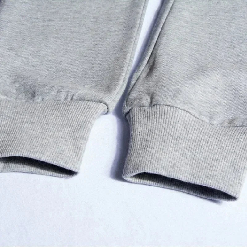 Men's Boston Print Hoodie & Velvet Sweatpants Set – Warm Autumn Winter Tracksuit