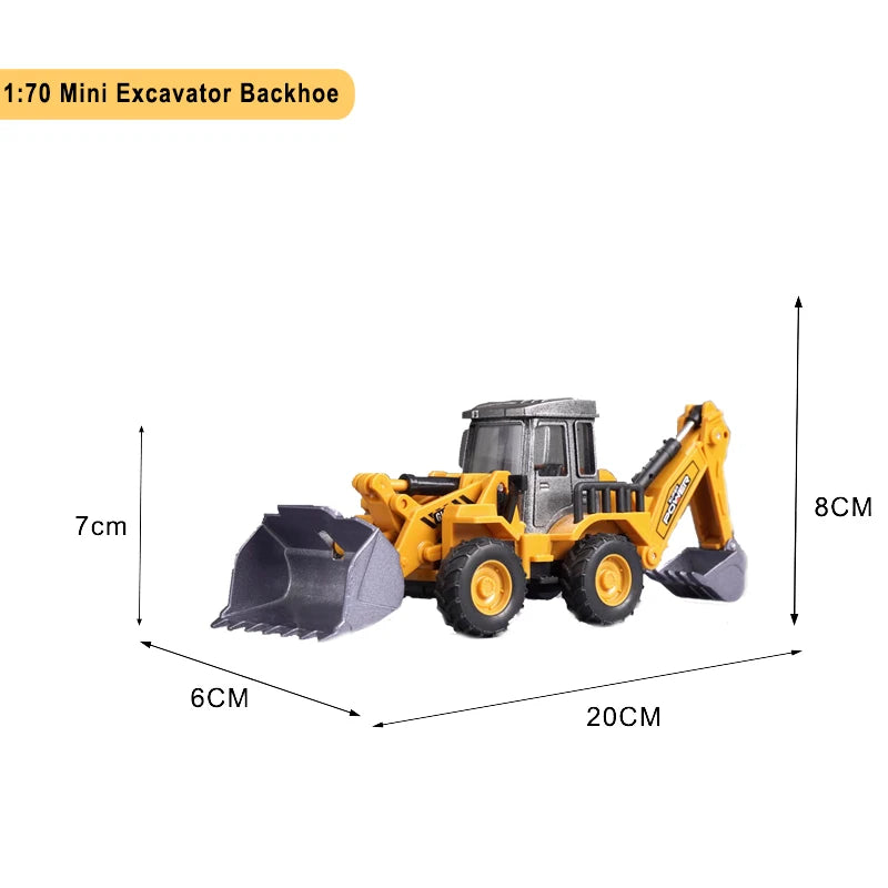 Die-Cast Engineering Vehicle Toy – Excavator, Crane, Bulldozer & Backhoe for Kids