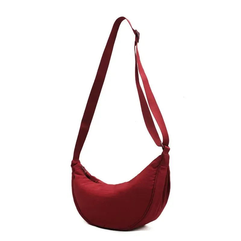 Nylon Dumpling Shoulder Bag – Large Capacity Women's Travel & Commuter Bag in Solid Colors