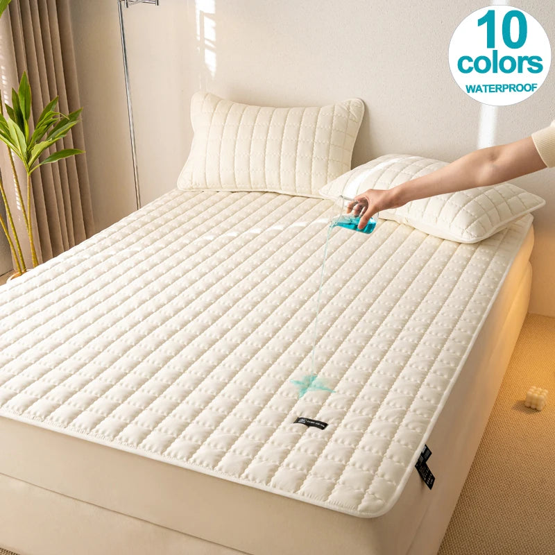 Waterproof Antimicrobial Mattress Protector – Hypoallergenic, Noiseless, Elastic Straps, Thin Cover