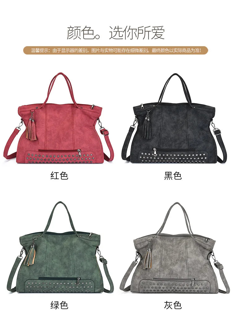 Luxury Matte Frosted PU Large Square Tote Bag – Rivet Designer Handbag for Women