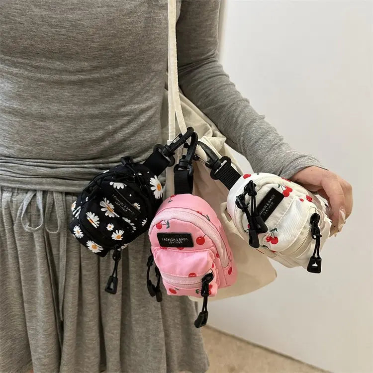 Women Small Bag Mini Lipstick Headphones Trendy Fashionable Pendant Bag Simple Niche Design Fabric Single-shoulder Crossbody Bag
