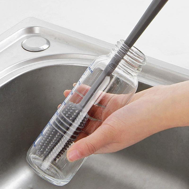 Reach Every Corner. Clean Every Cup. — Silicone Long Handle Bottle Brush | Cup Scrubber, Glass & Baby Bottle Cleaner, 27cm, Kitchen Tool